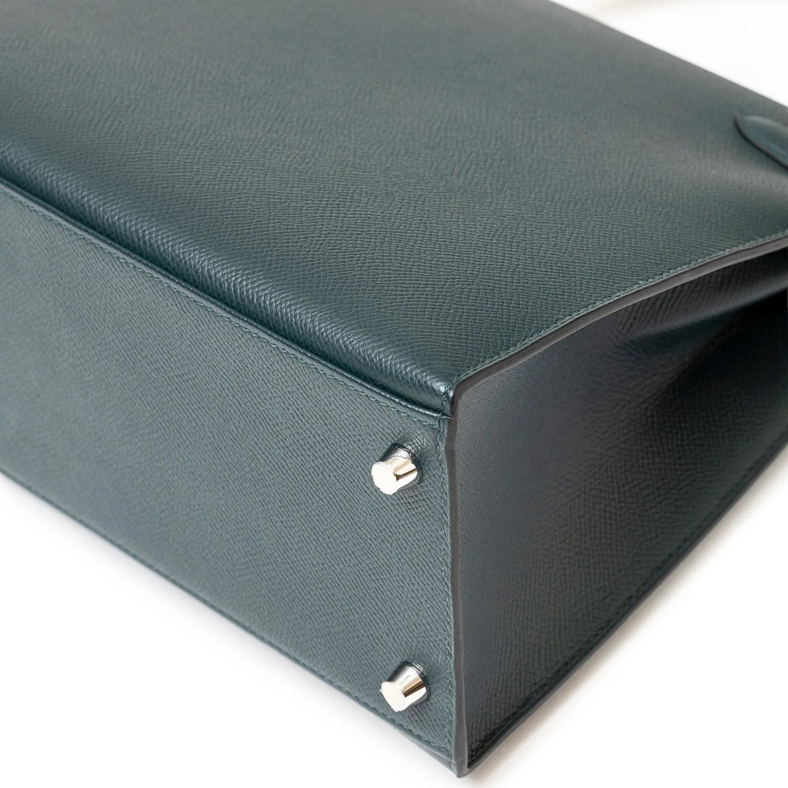 Hermès Kelly 28 Sellier Letter H Vert Cypress/Blue Obscur/Malachite Veau Epsom Palladium Hardware