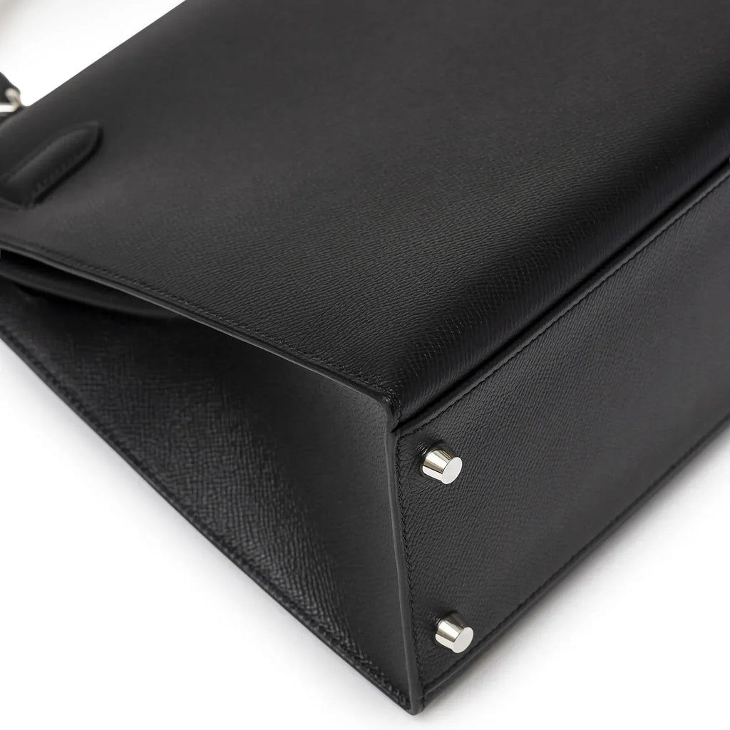 Hermès Kelly 32 Sellier Black Epsom Palladium Hardware