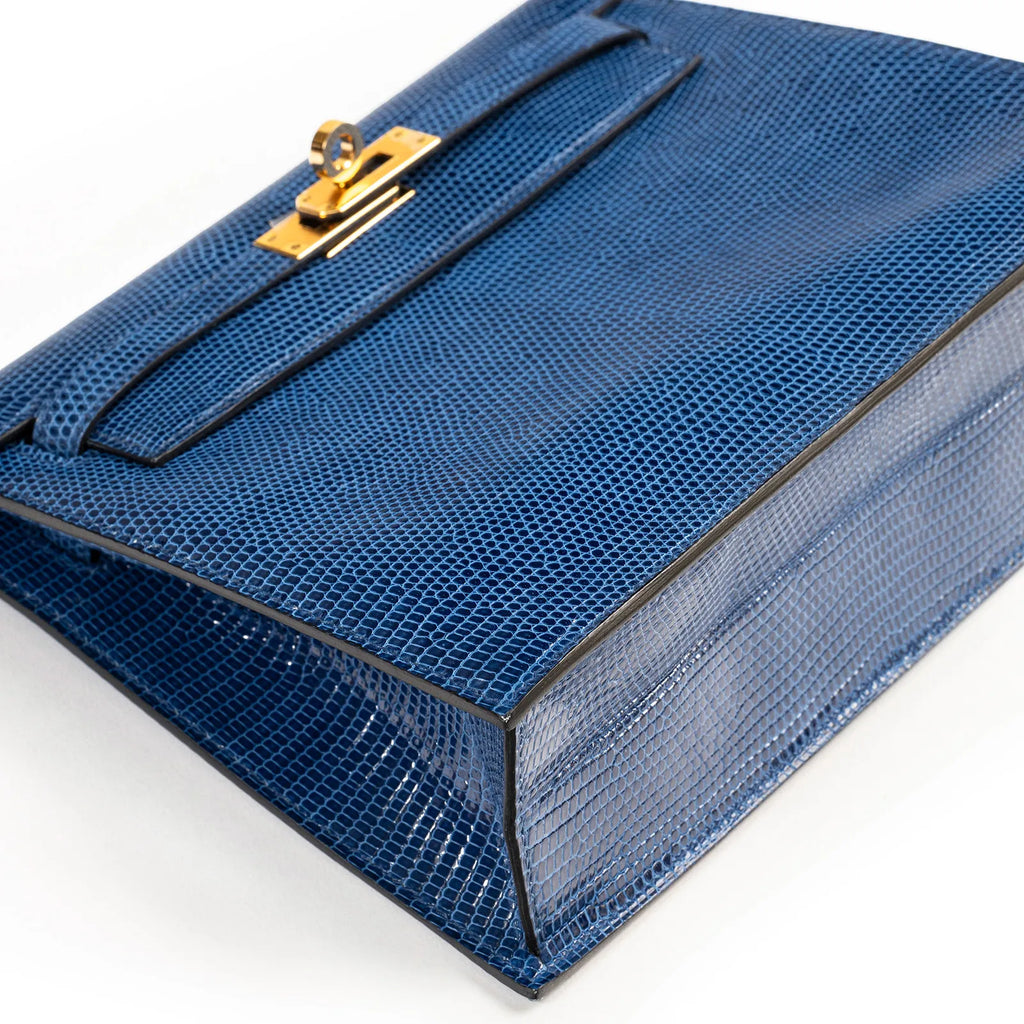 Hermès Kelly Danse Blue Saphir Lizard Varanus Niloticus Gold Hardware