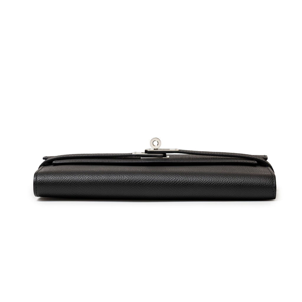 Hermès Kelly Long Wallet Black Epsom Palladium Hardware