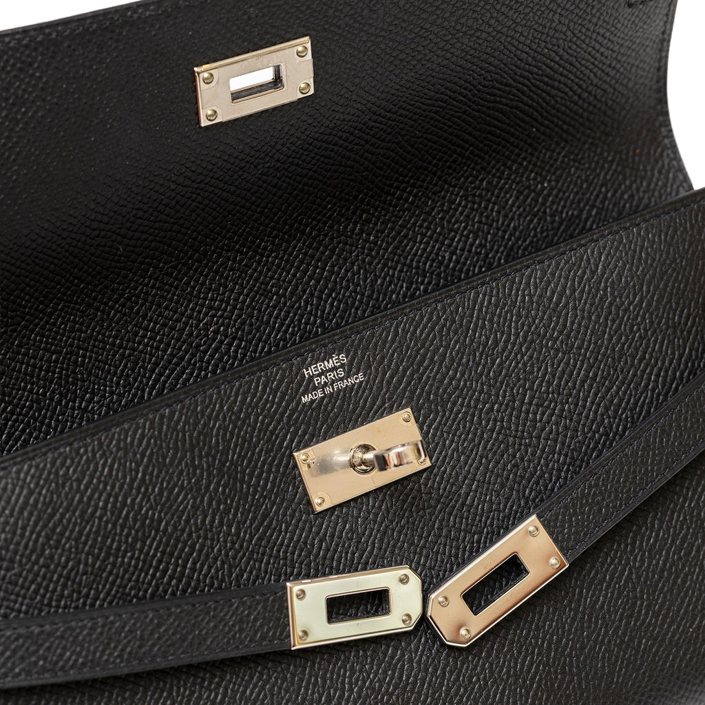 Hermès Kelly Long Wallet Black Epsom Palladium Hardware