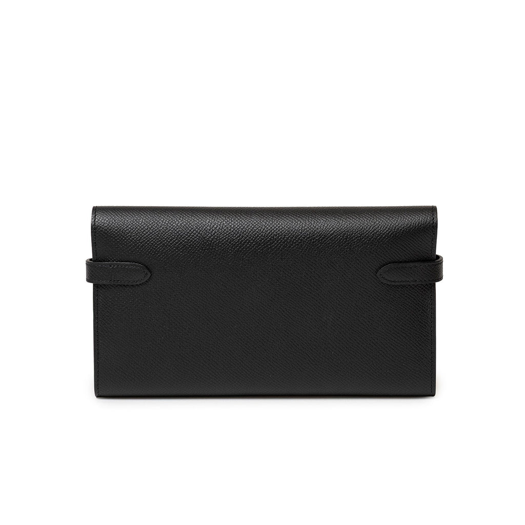 Hermès Kelly Long Wallet Black Epsom Palladium Hardware