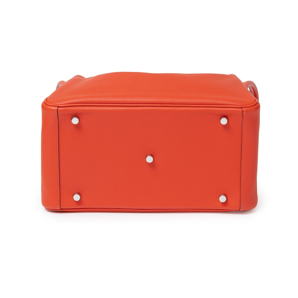 Hermès Lindy 30 Tressage Capucine/Celeste/Rouge H Swift and Epsom Palladium Hardware