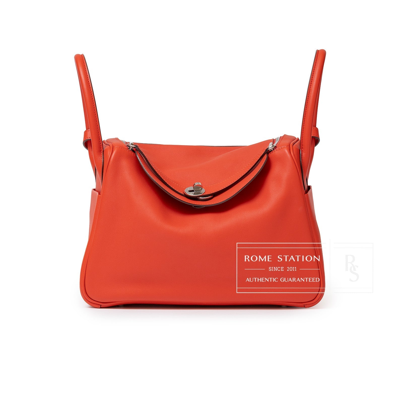 Hermès Lindy 30 Tressage Capucine/Celeste/Rouge H Swift and Epsom Palladium Hardware