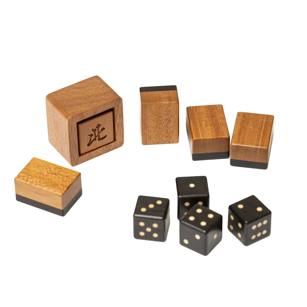 Hermès Macao Mah-Jong game Set Solid Natural Mahogany Fauve/Blue