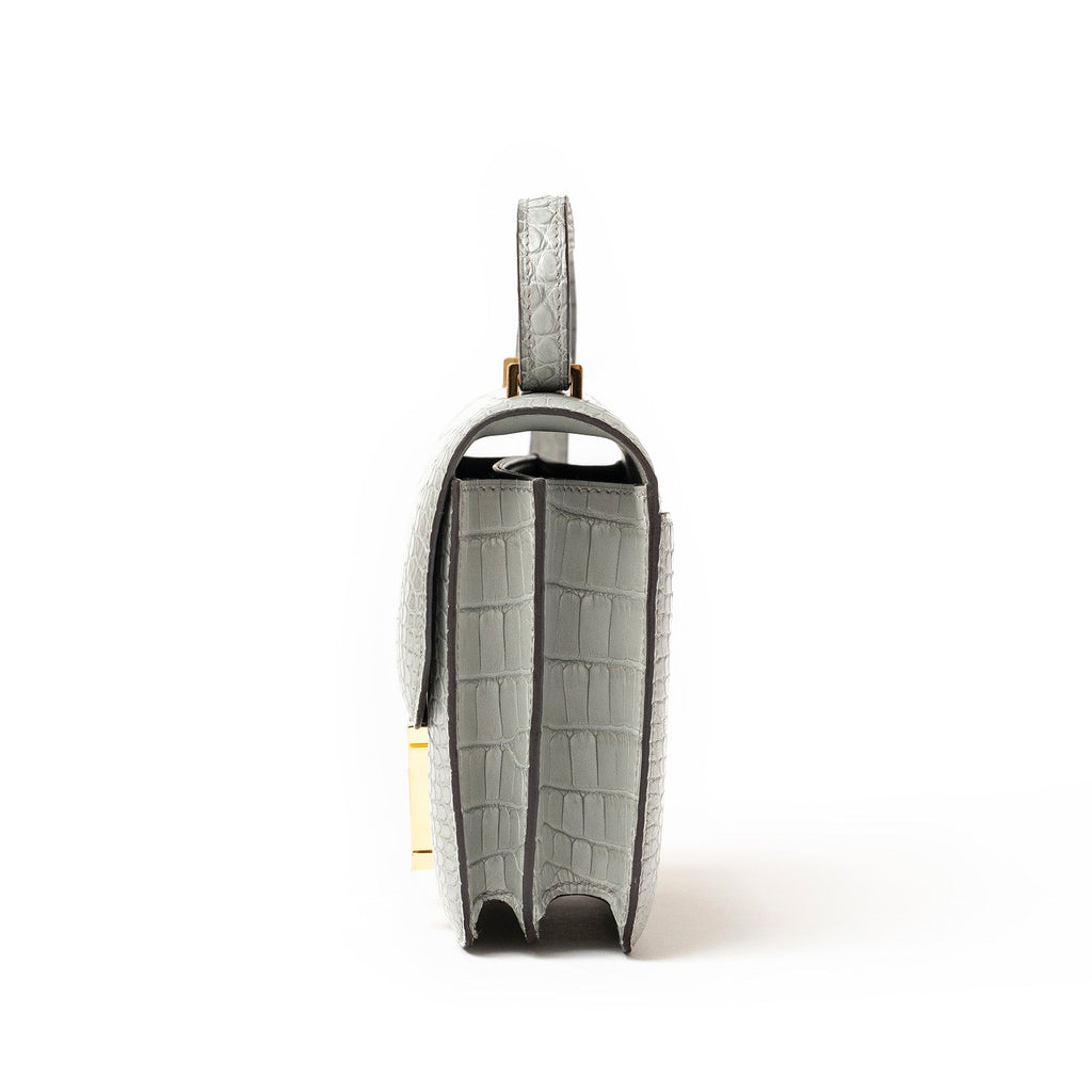 Hermès Mini Constance 18 Gris Ciment Matte Alligator Gold Hardware