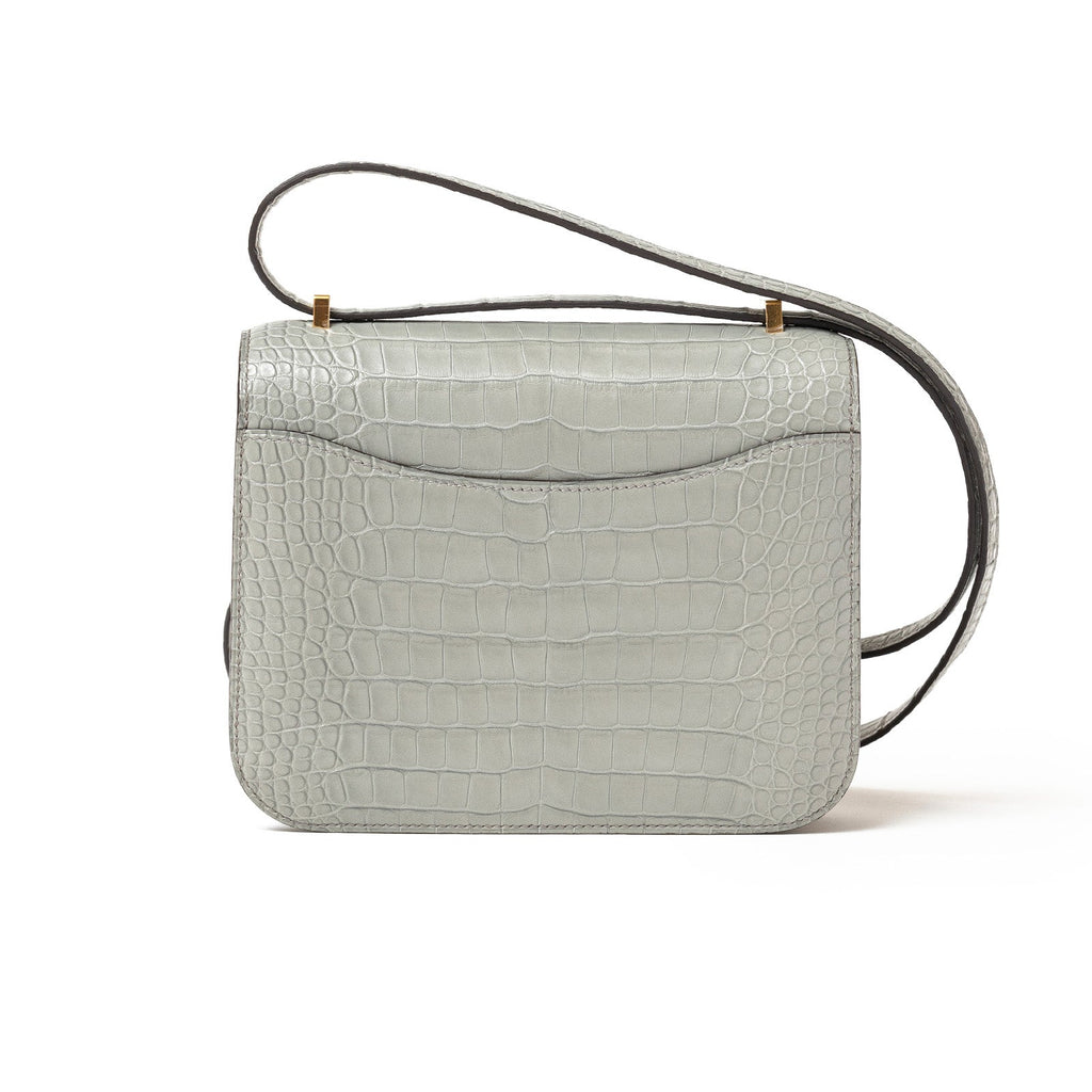Hermès Mini Constance 18 Gris Ciment Matte Alligator Gold Hardware