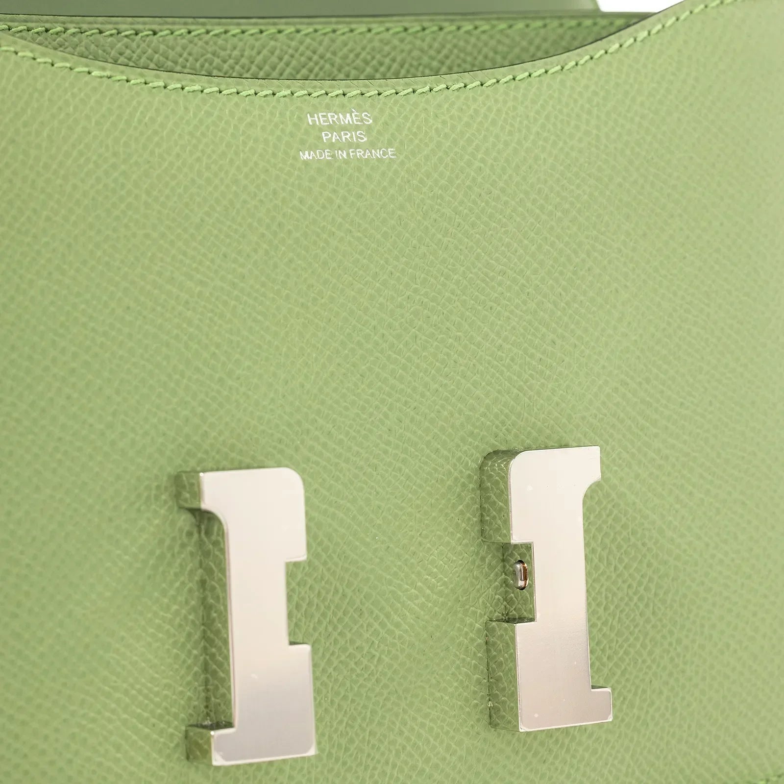 Hermès Mini Constance 18 Vert Criquet Epsom Palladium Hardware