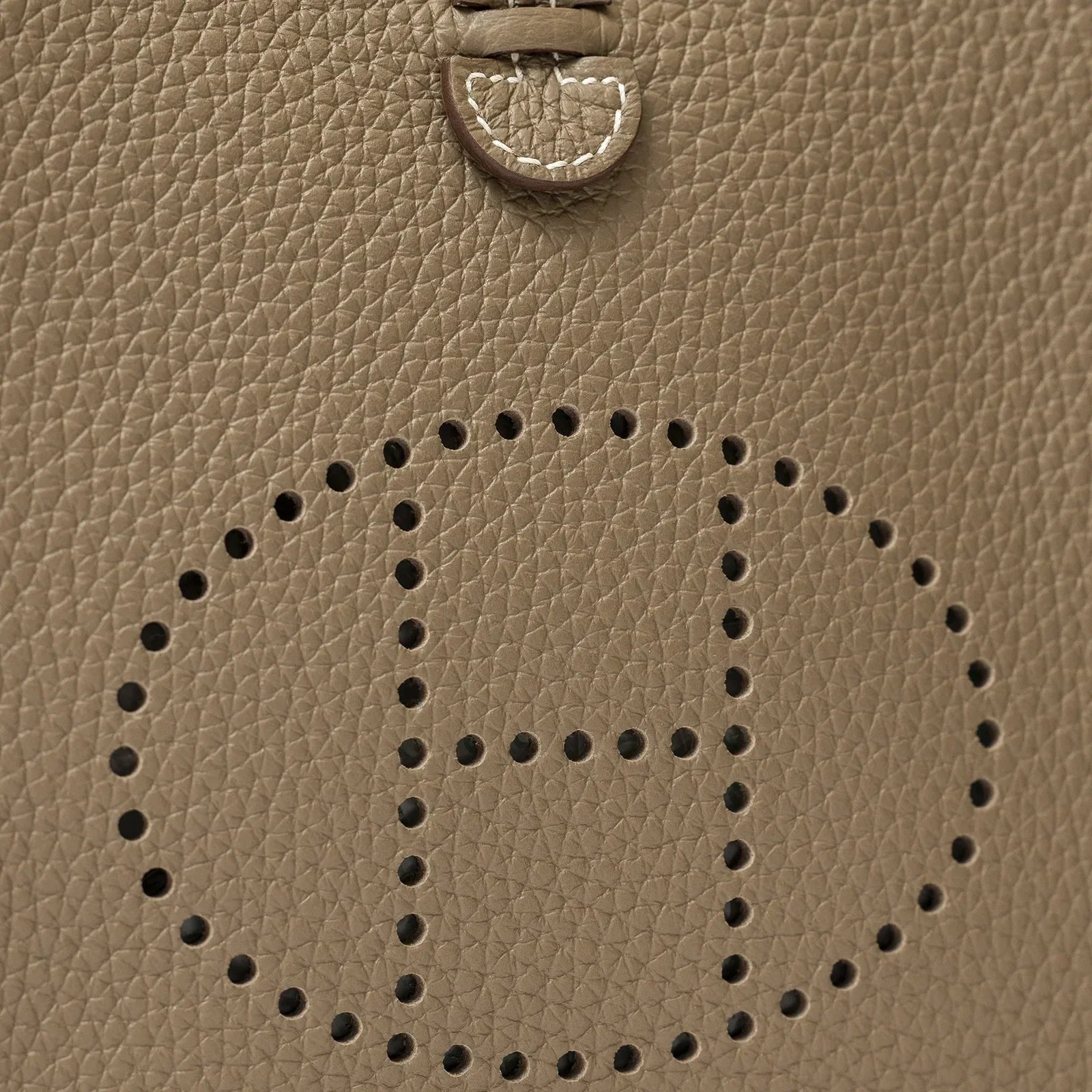Hermès Mini Evelyne Etoupe/Blue Indigo Clemence Gold Hardware