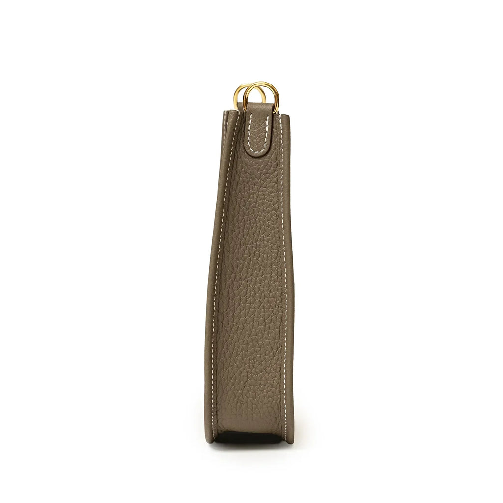 Hermès Mini Evelyne Etoupe/Blue Indigo Clemence Gold Hardware