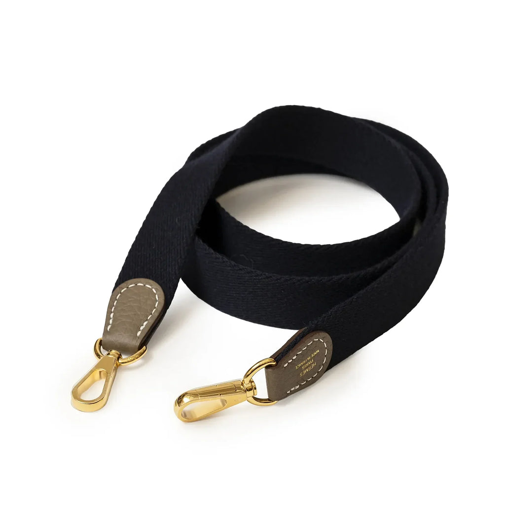 Hermès Mini Evelyne Etoupe/Blue Indigo Clemence Gold Hardware