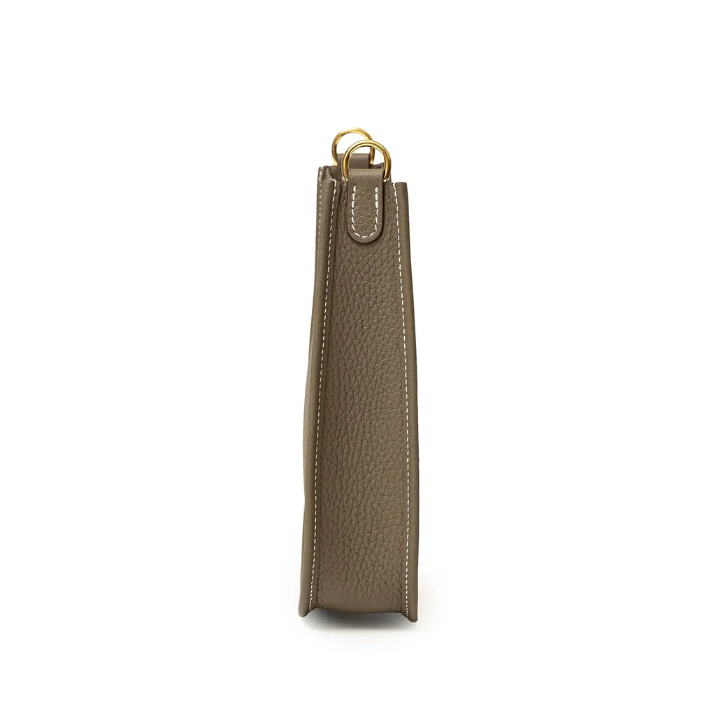 Hermès Mini Evelyne Etoupe/Blue Indigo Clemence Gold Hardware