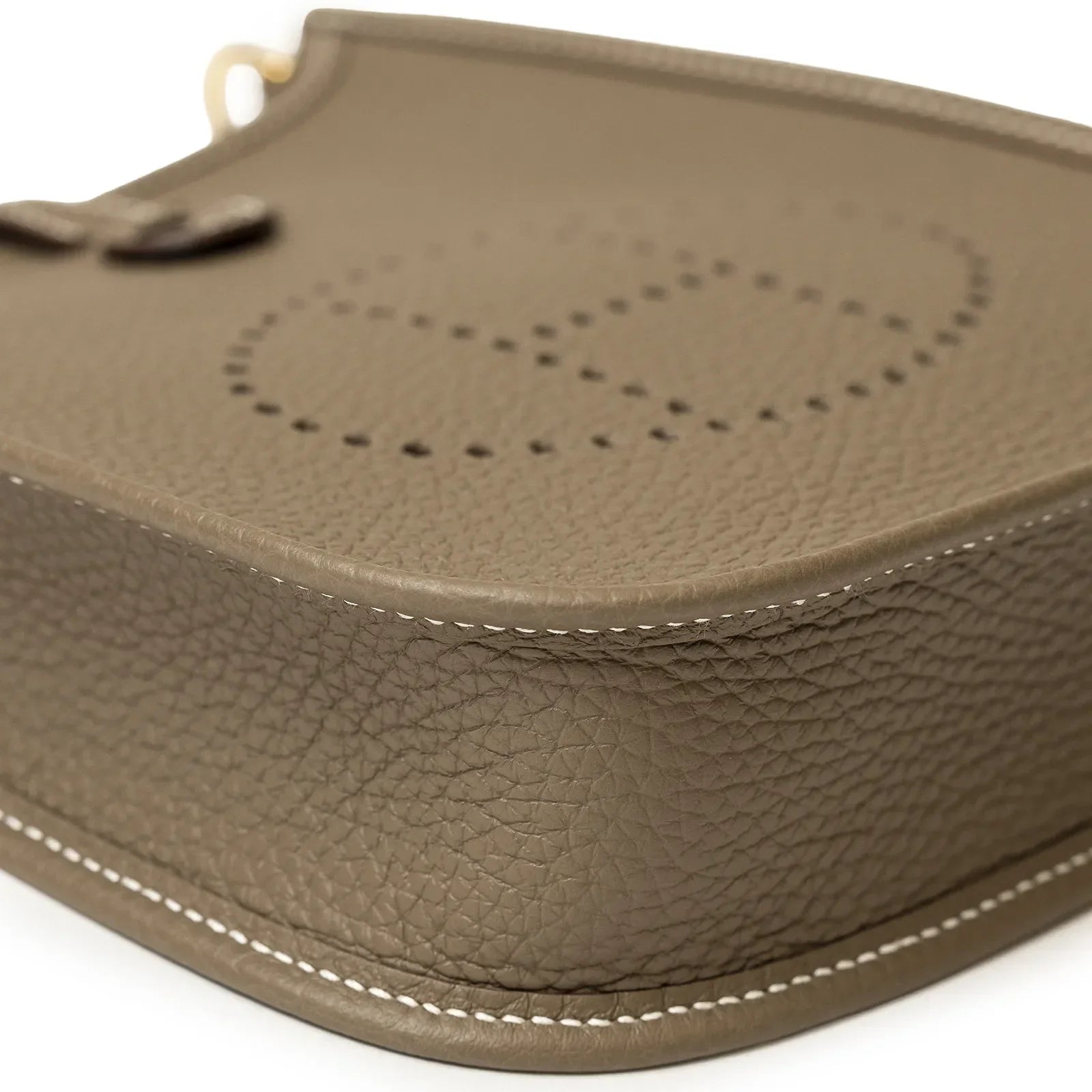 Hermès Mini Evelyne Etoupe/Blue Indigo Clemence Gold Hardware