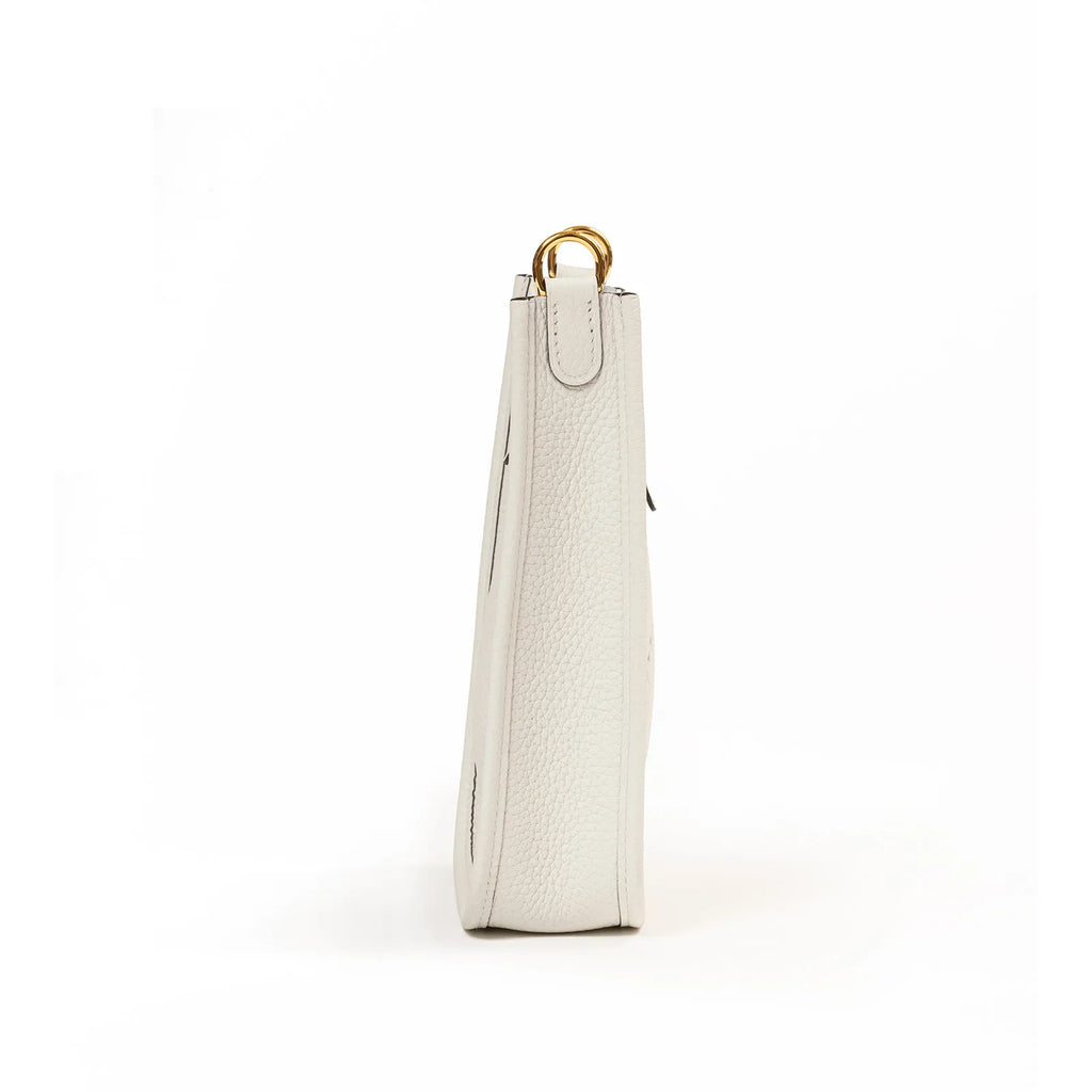 Hermès Mini Evelyne New White Clemence Gold Hardware