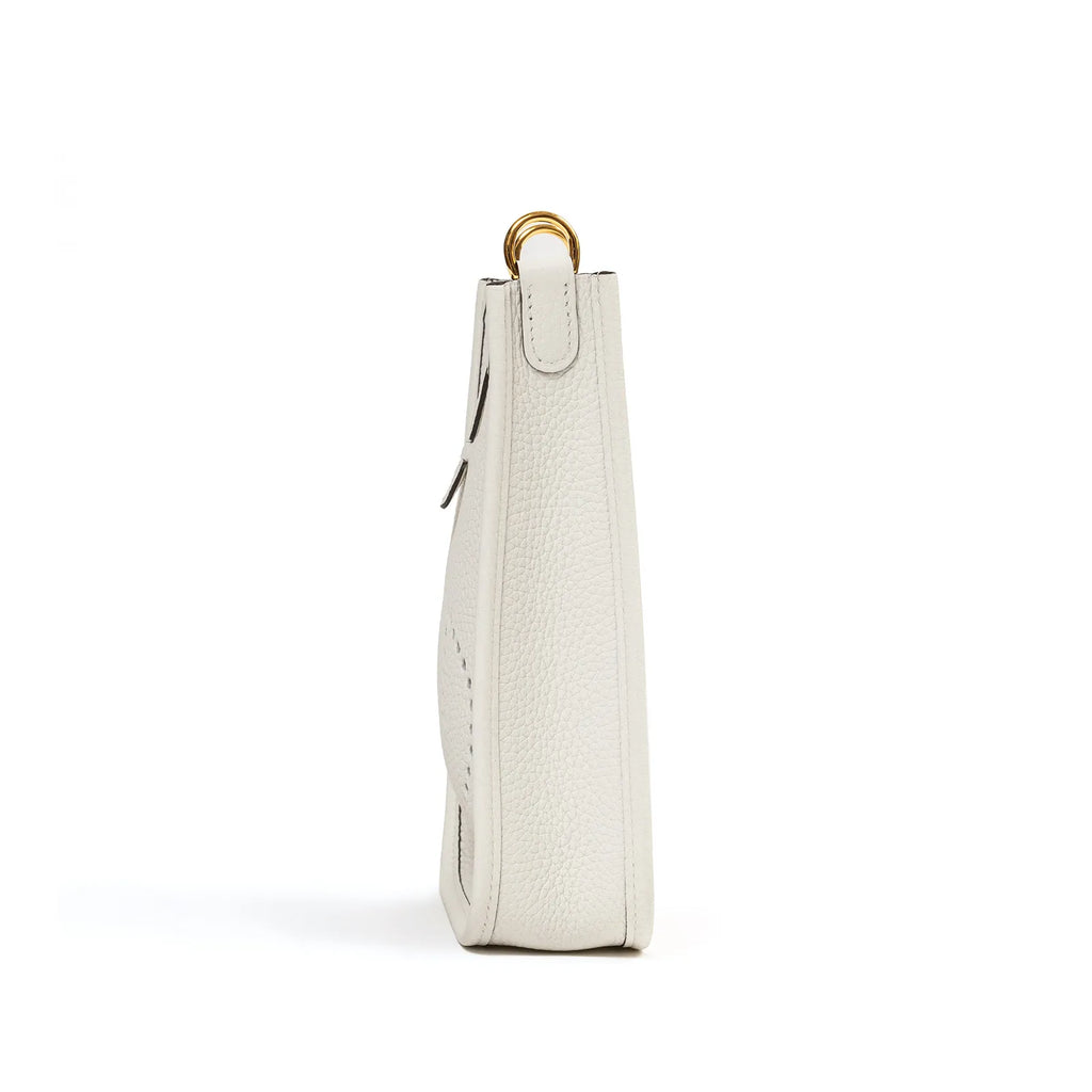 Hermès Mini Evelyne New White Clemence Gold Hardware