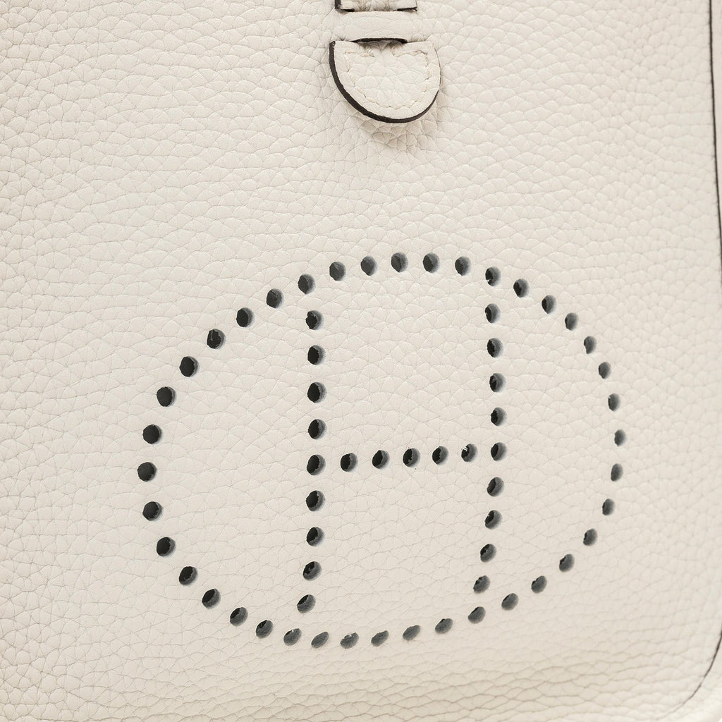 Hermès Mini Evelyne New White Clemence Gold Hardware