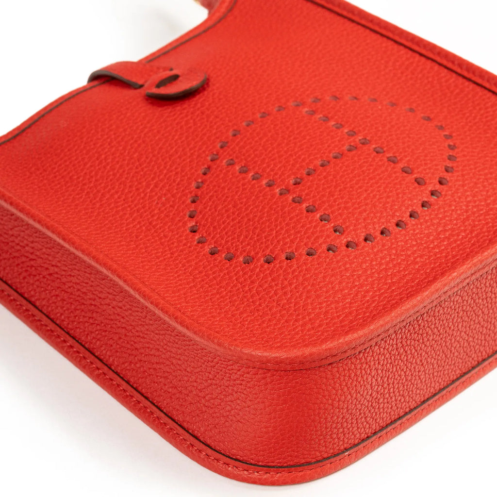 Hermès Mini Evelyne Rouge de Coeur/Coeu-Frid Clemence Gold Hardware