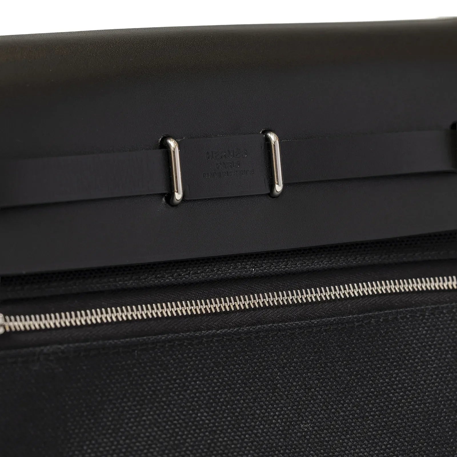 Hermès Mini Herbag Zip 20 Black Toile and Vache Hunter Palladium Hardware