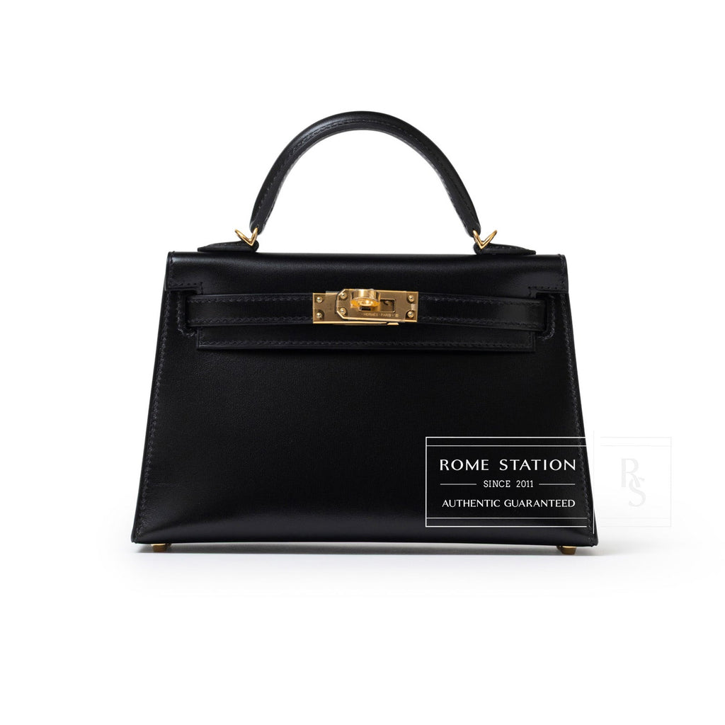 Hermès Mini Kelly II Sellier 20 Black Box Gold Hardware