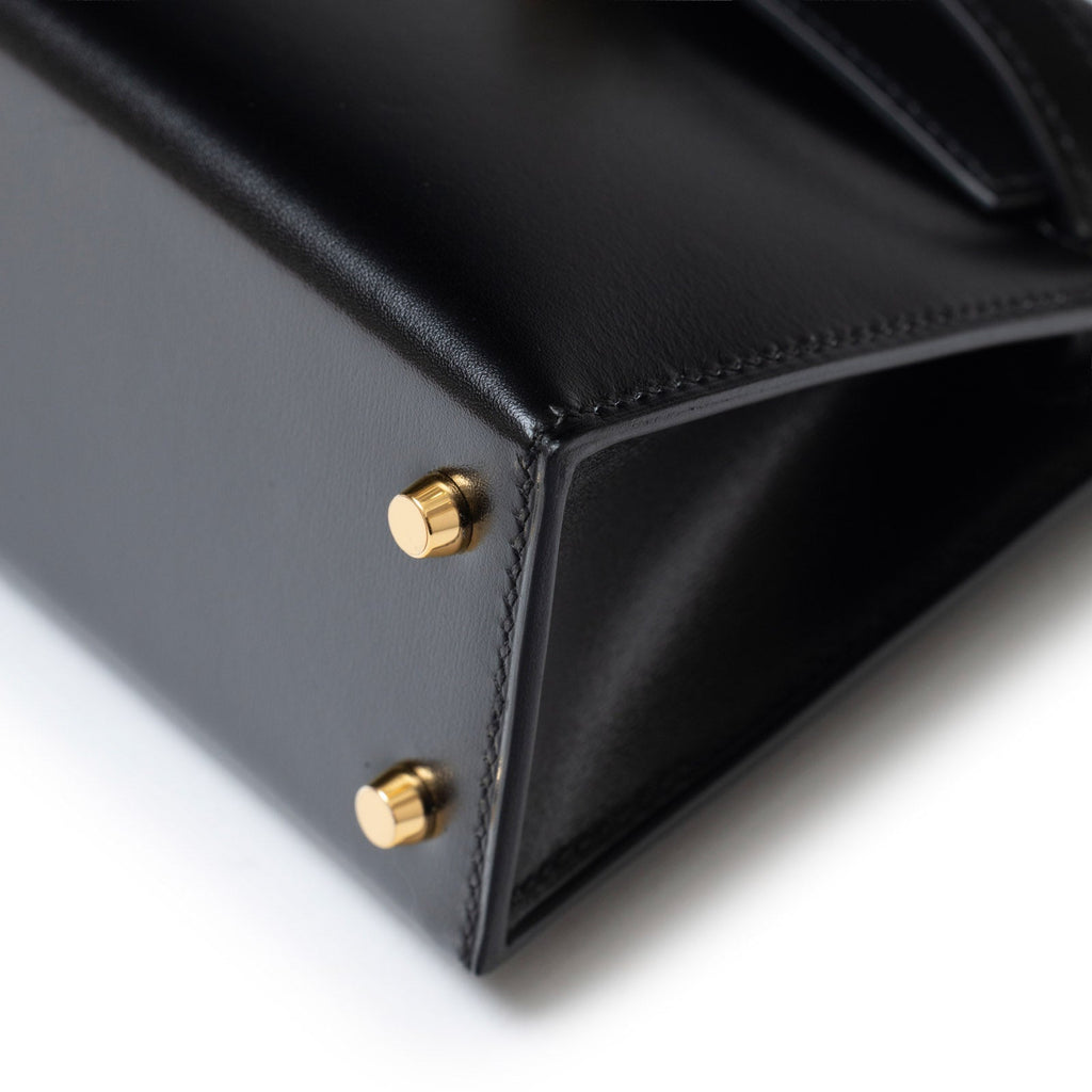Hermès Mini Kelly II Sellier 20 Black Box Gold Hardware