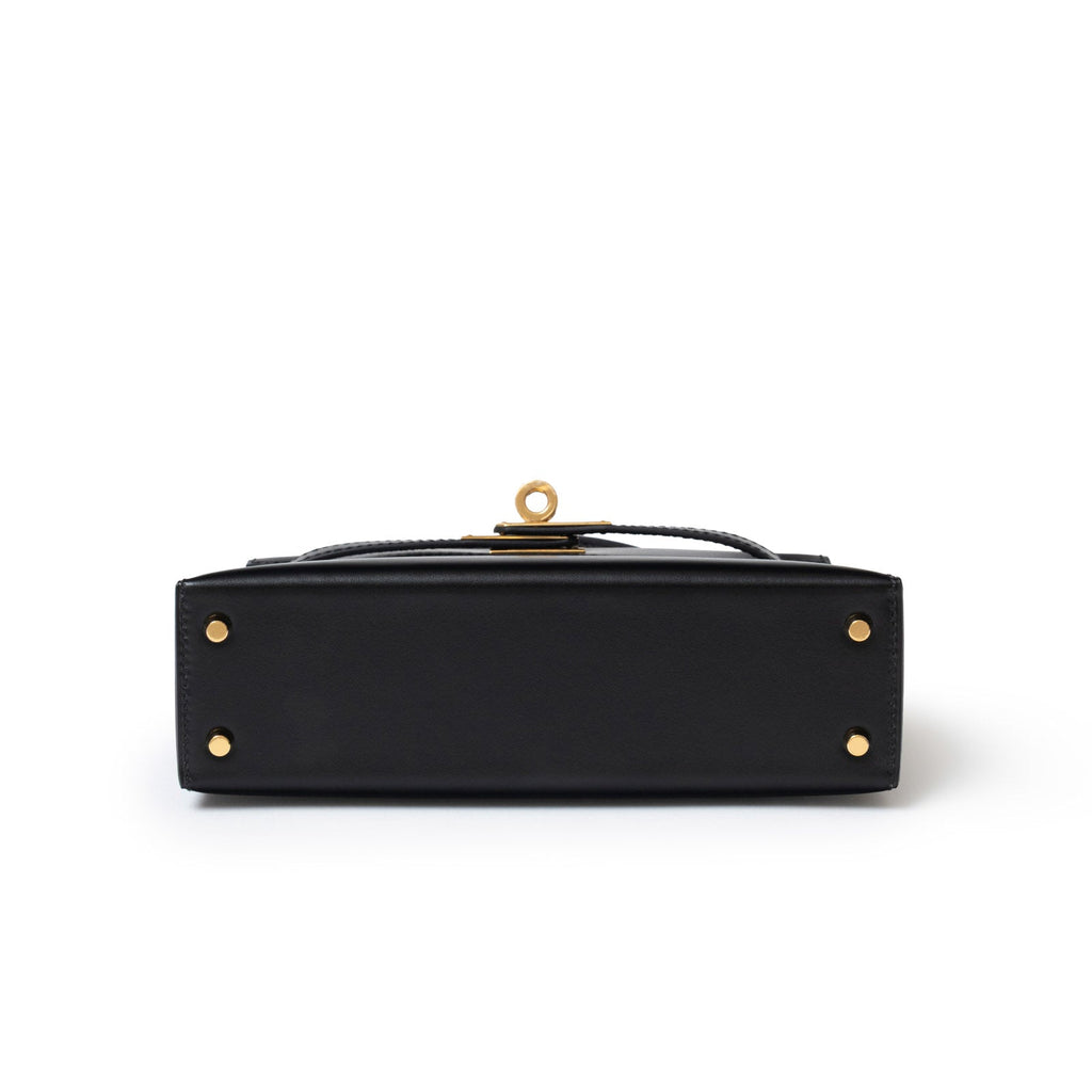 Hermès Mini Kelly II Sellier 20 Black Box Gold Hardware