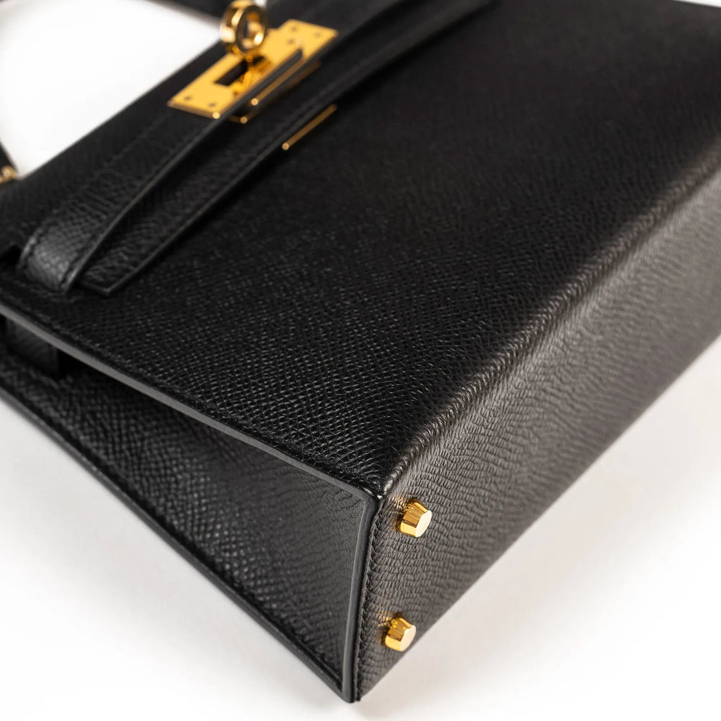 Hermès Mini Kelly II Sellier 20 Black Epsom Gold Hardware