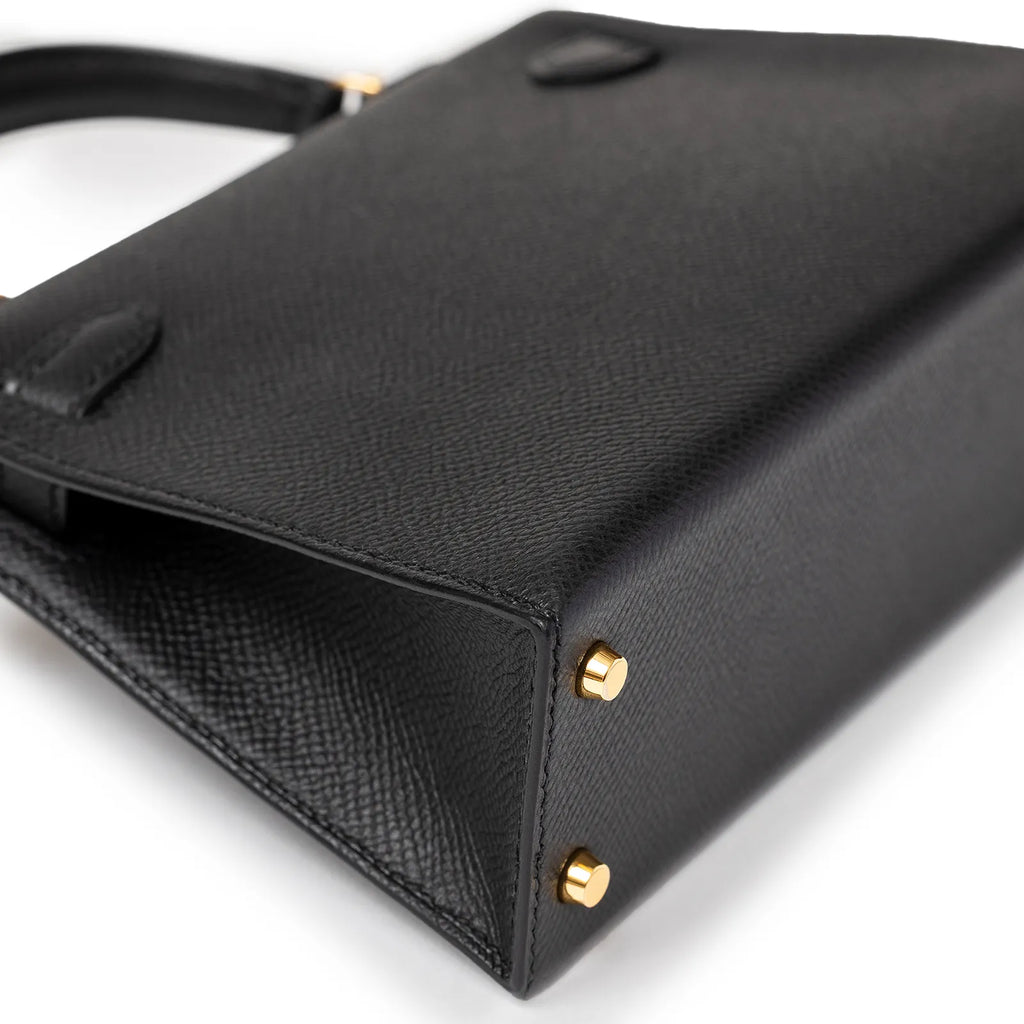 Hermès Mini Kelly II Sellier 20 Black Epsom Gold Hardware