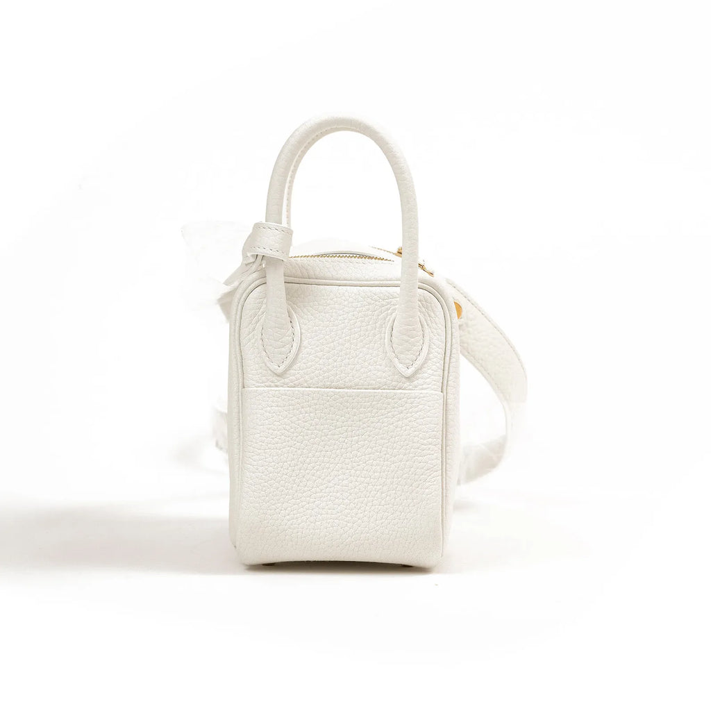 Hermès Mini Lindy I New White Clemence Gold Hardware
