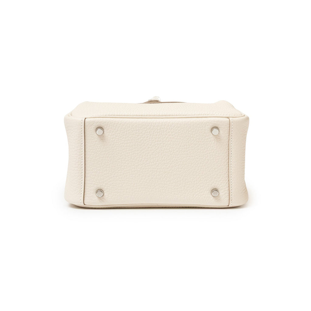 Hermès Mini Lindy II Craie Clemence Palladium Hardware