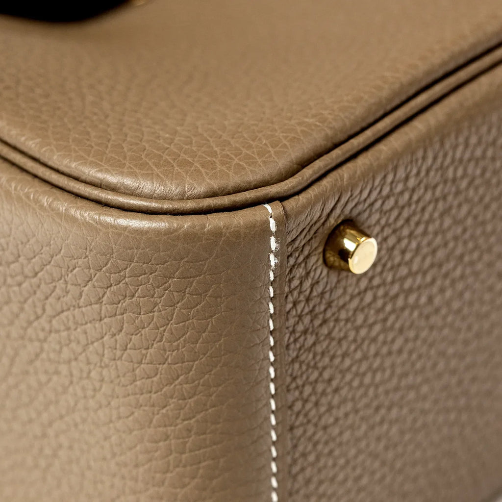 Hermès Mini Lindy II Etoupe Clemence Gold Hardware