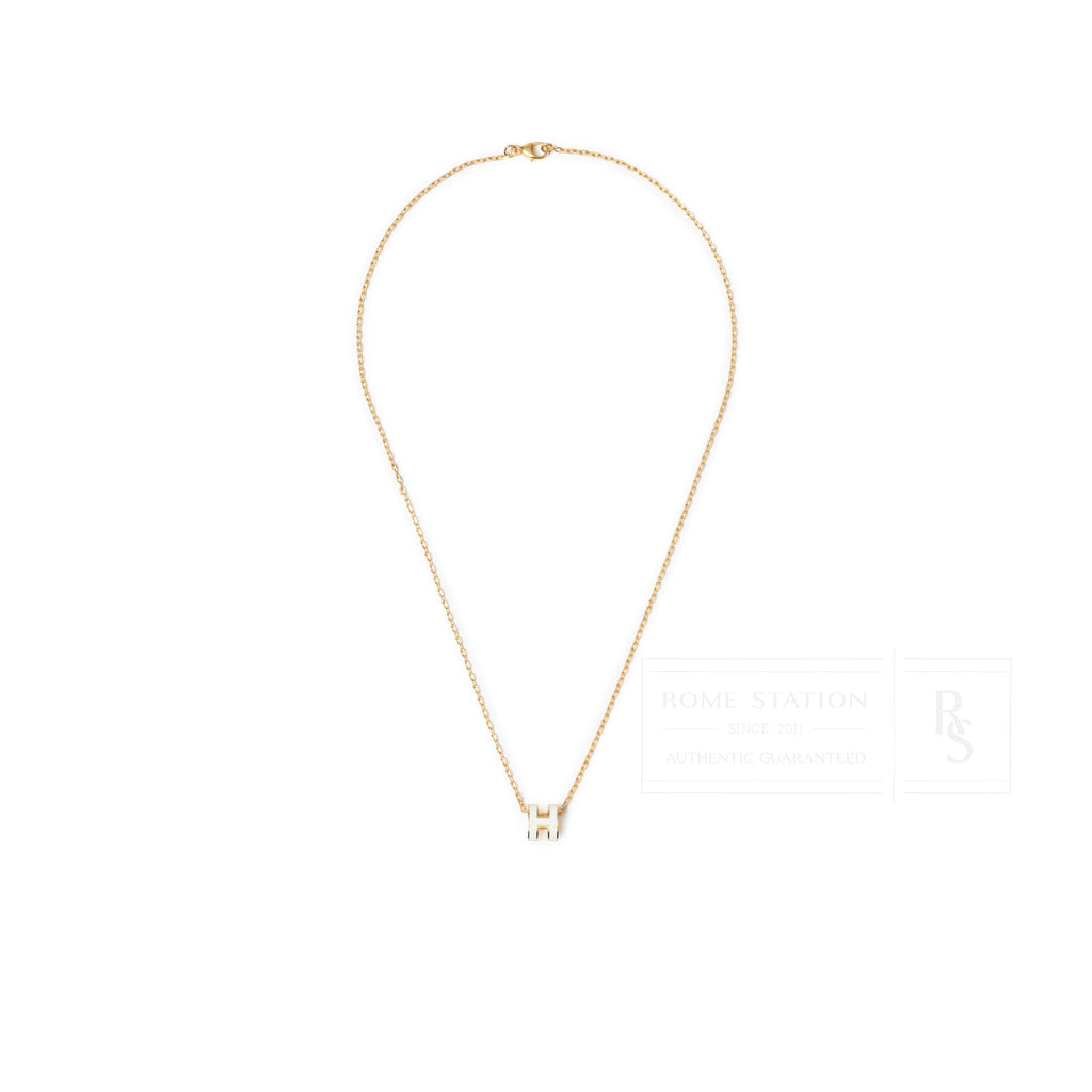 Hermès Mini Pop H Pendant Blanc Gold Hardware