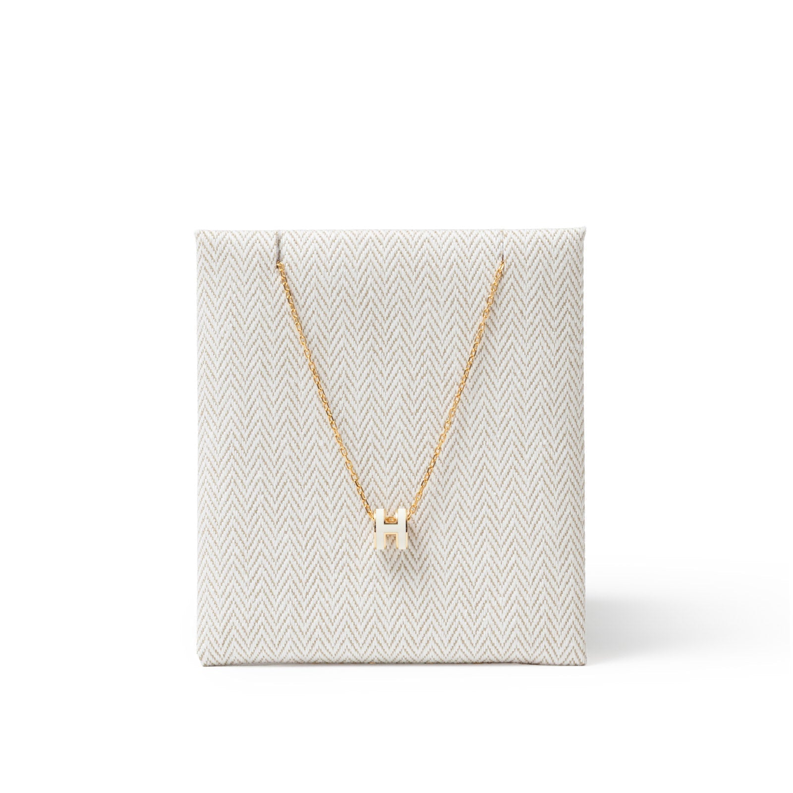 Hermès Mini Pop H Pendant Blanc Gold Hardware