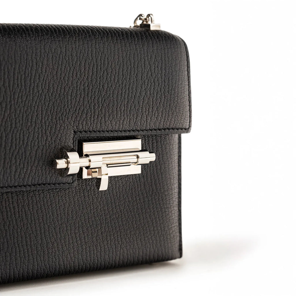 Hermès Mini Verrou Black Chevre Mysore Palladium Hardware