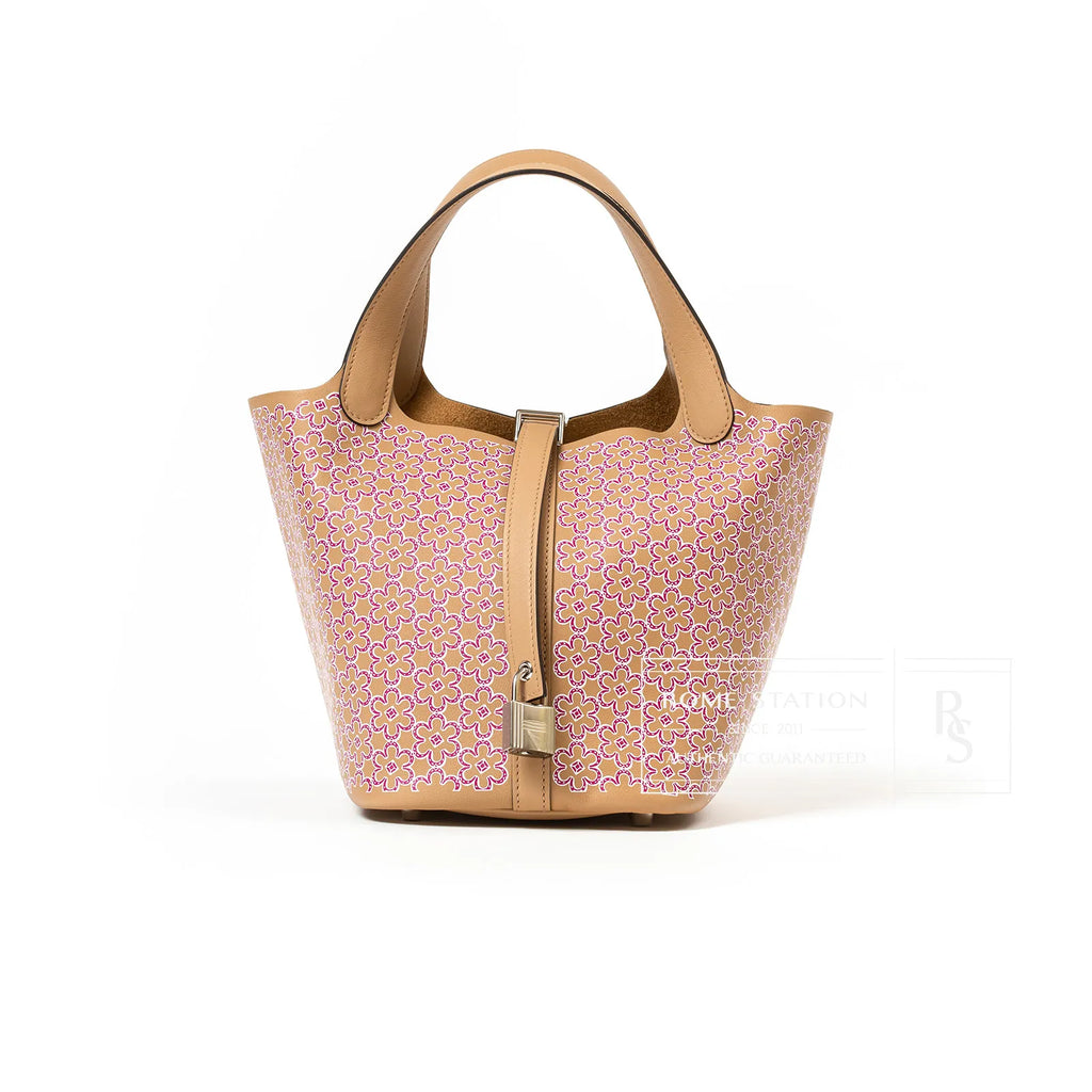 Hermès Picotin 18 Daisy Chai/Rose/Blanc Swift Palladium Hardware