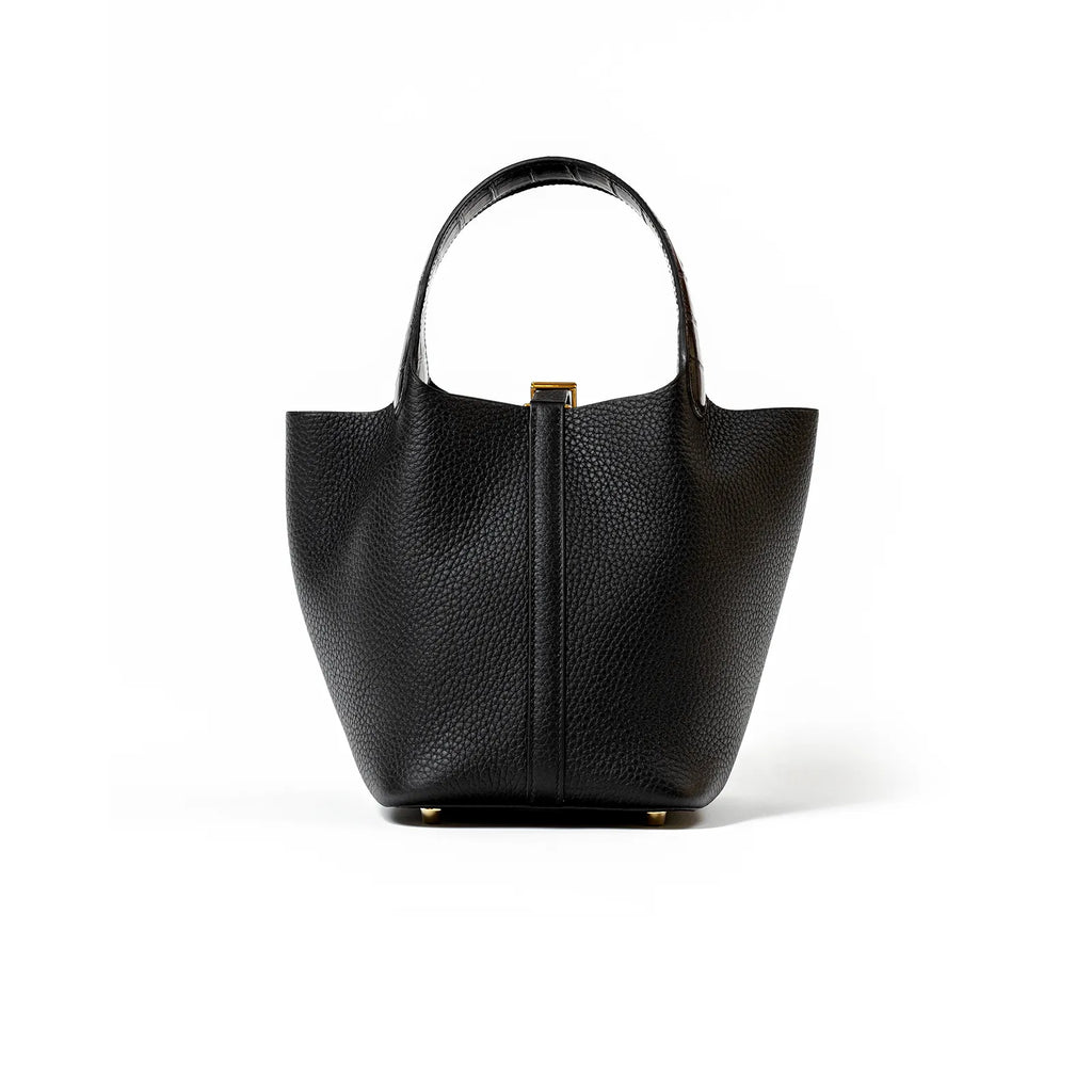 Hermès Picotin 18 Touch Black Matte Alligator and Clemence Gold Hardware
