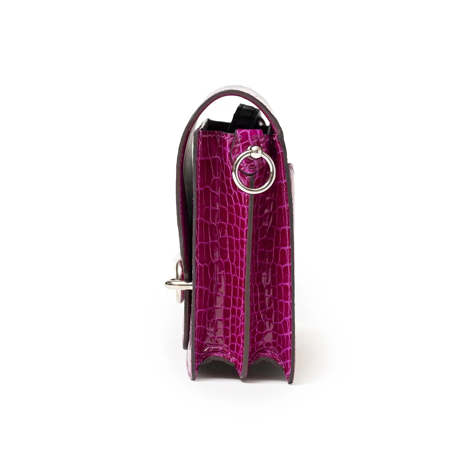 Hermès Sac Mini Roulis Rose Sheherazade Shiny Alligator Palladium Hardware