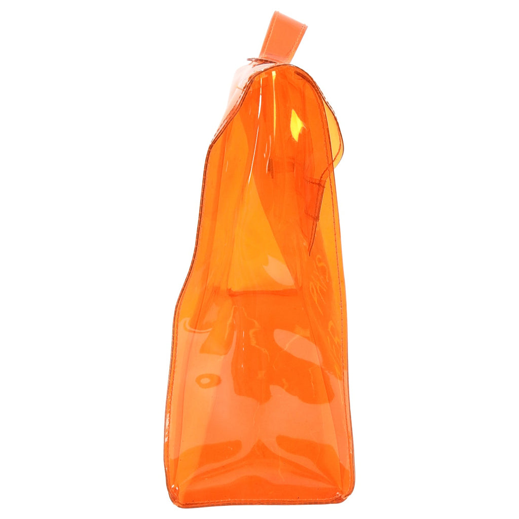 Hermes Vintage 1998 Limited Edition Clear Vinyl Orange Kelly Bag