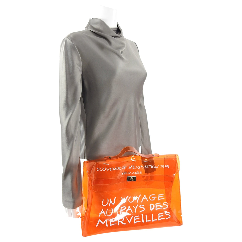 Hermes Vintage 1998 Limited Edition Clear Vinyl Orange Kelly Bag
