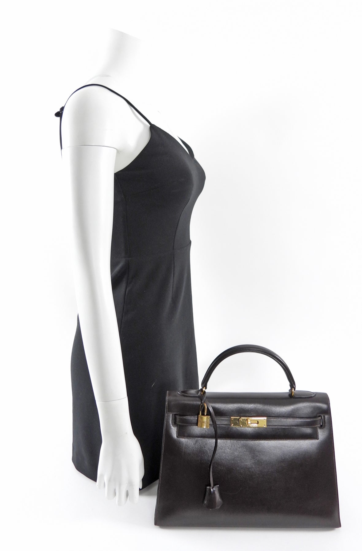 Hermes Vintage 1978 Kelly 32cm Sellier Dark Brown Box Leather Bag GHW