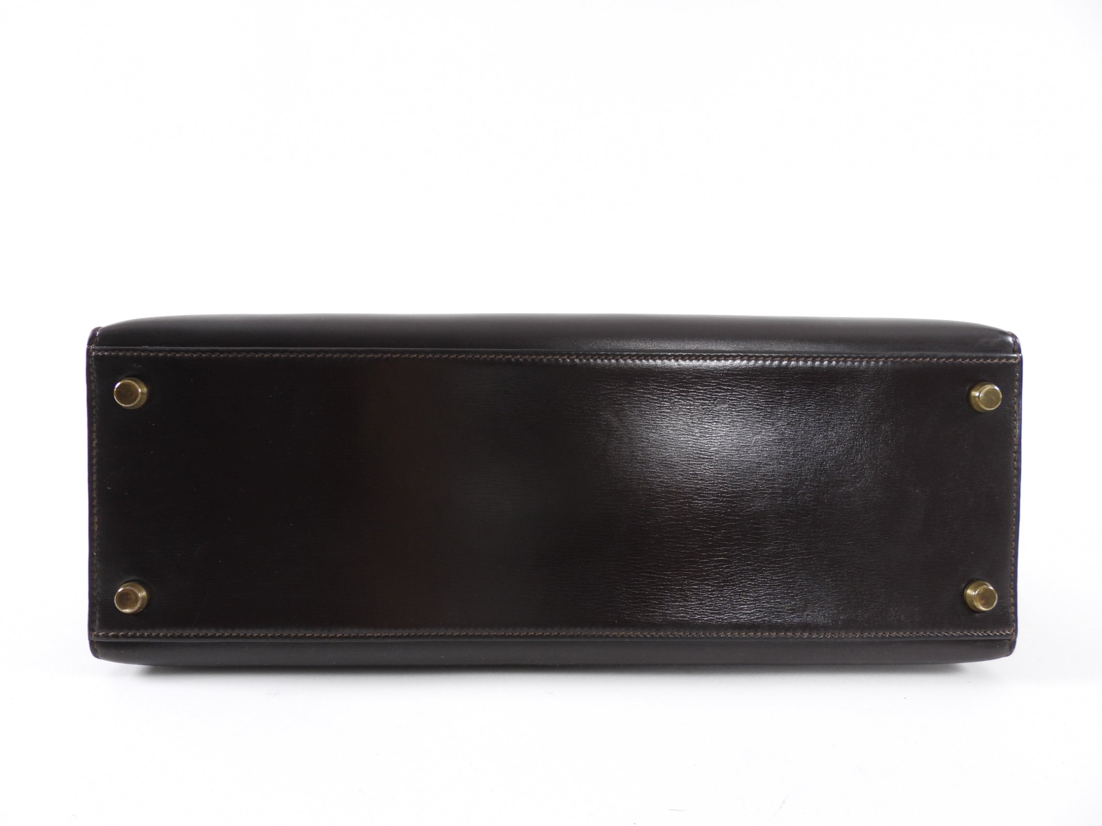 Hermes Vintage 1978 Kelly 32cm Sellier Dark Brown Box Leather Bag GHW