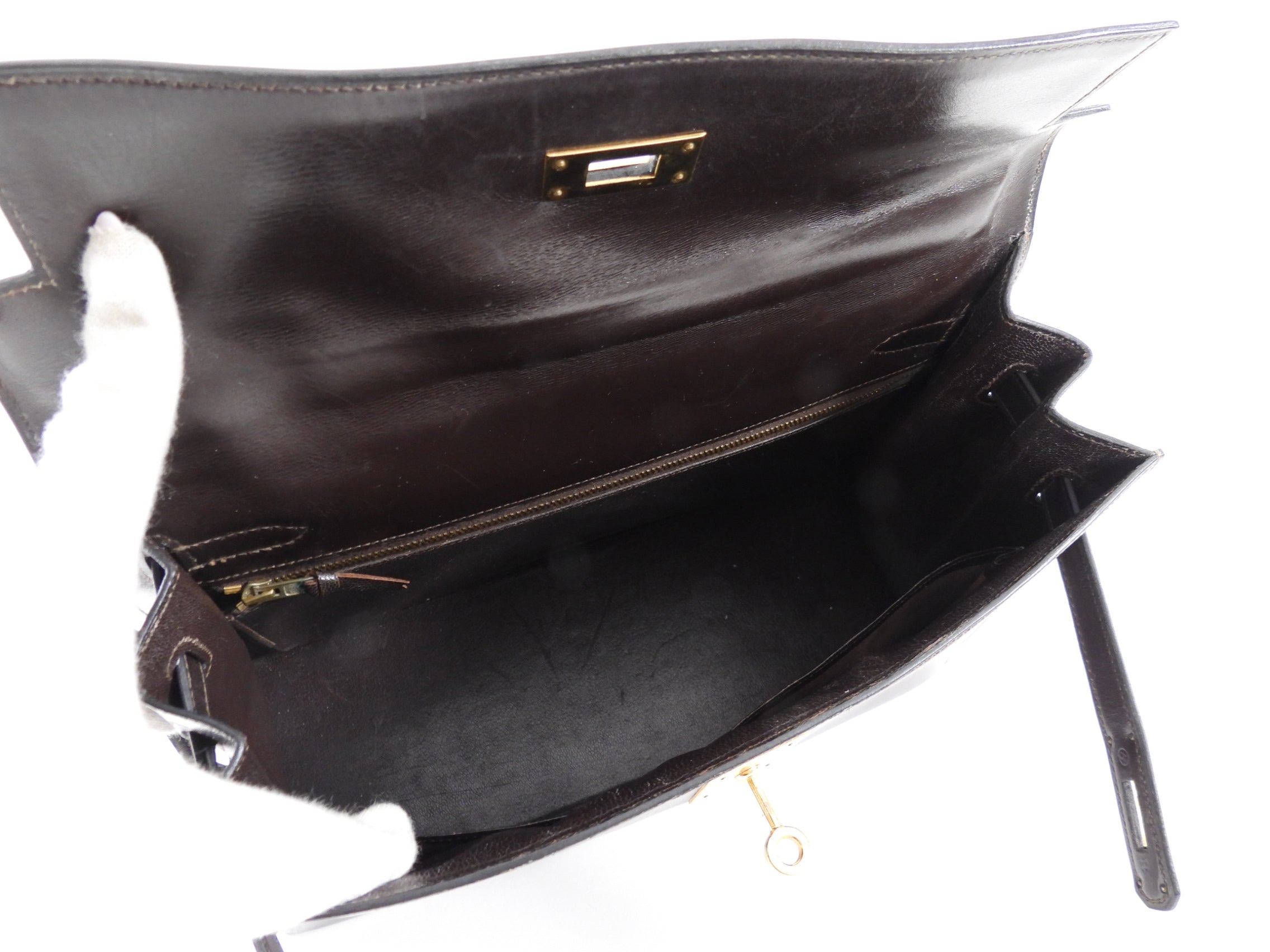 Hermes Vintage 1978 Kelly 32cm Sellier Dark Brown Box Leather Bag GHW