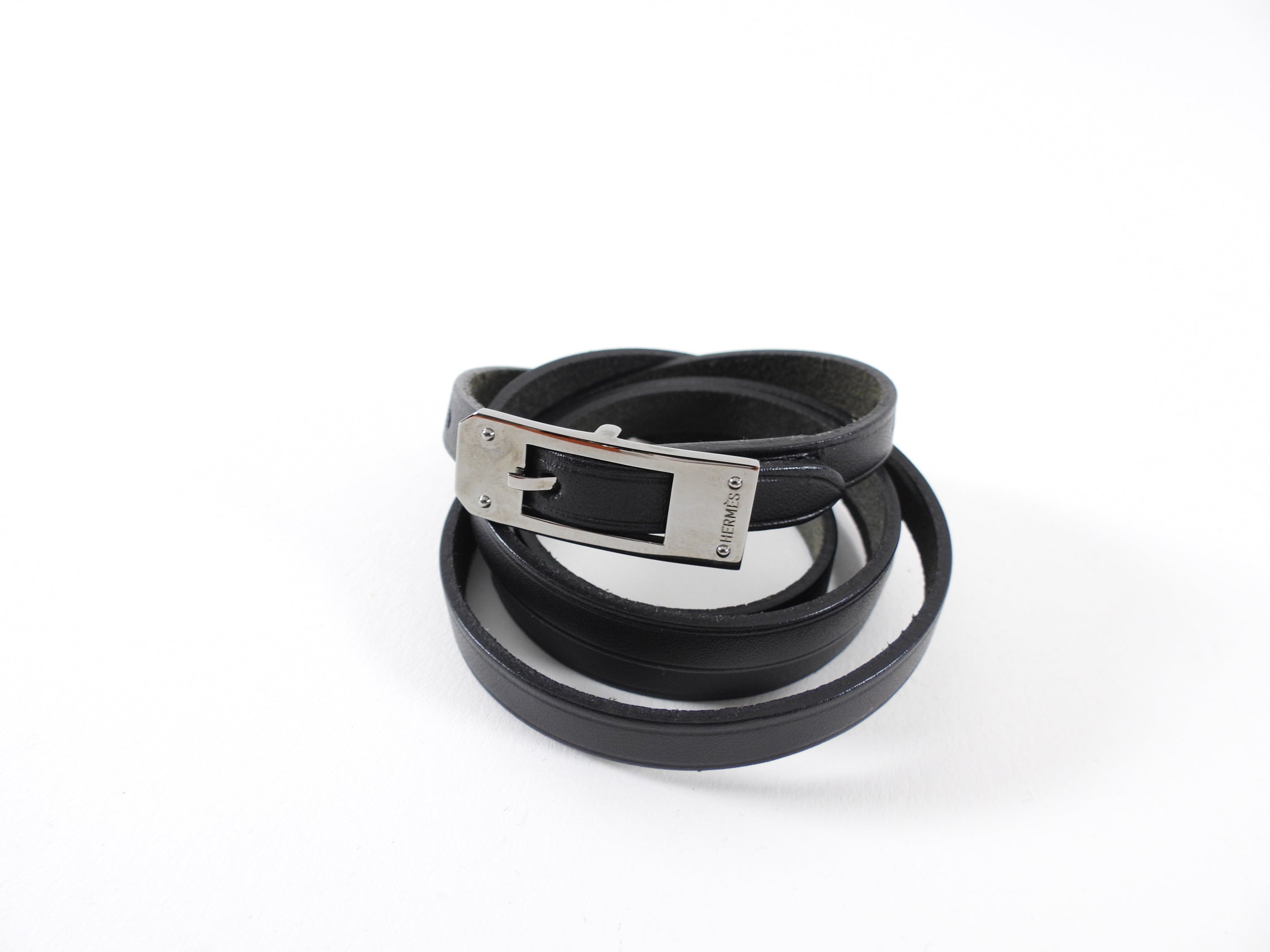 Hermes 5 x Tour Dark Brown Ebene Leather Wrap Bracelet