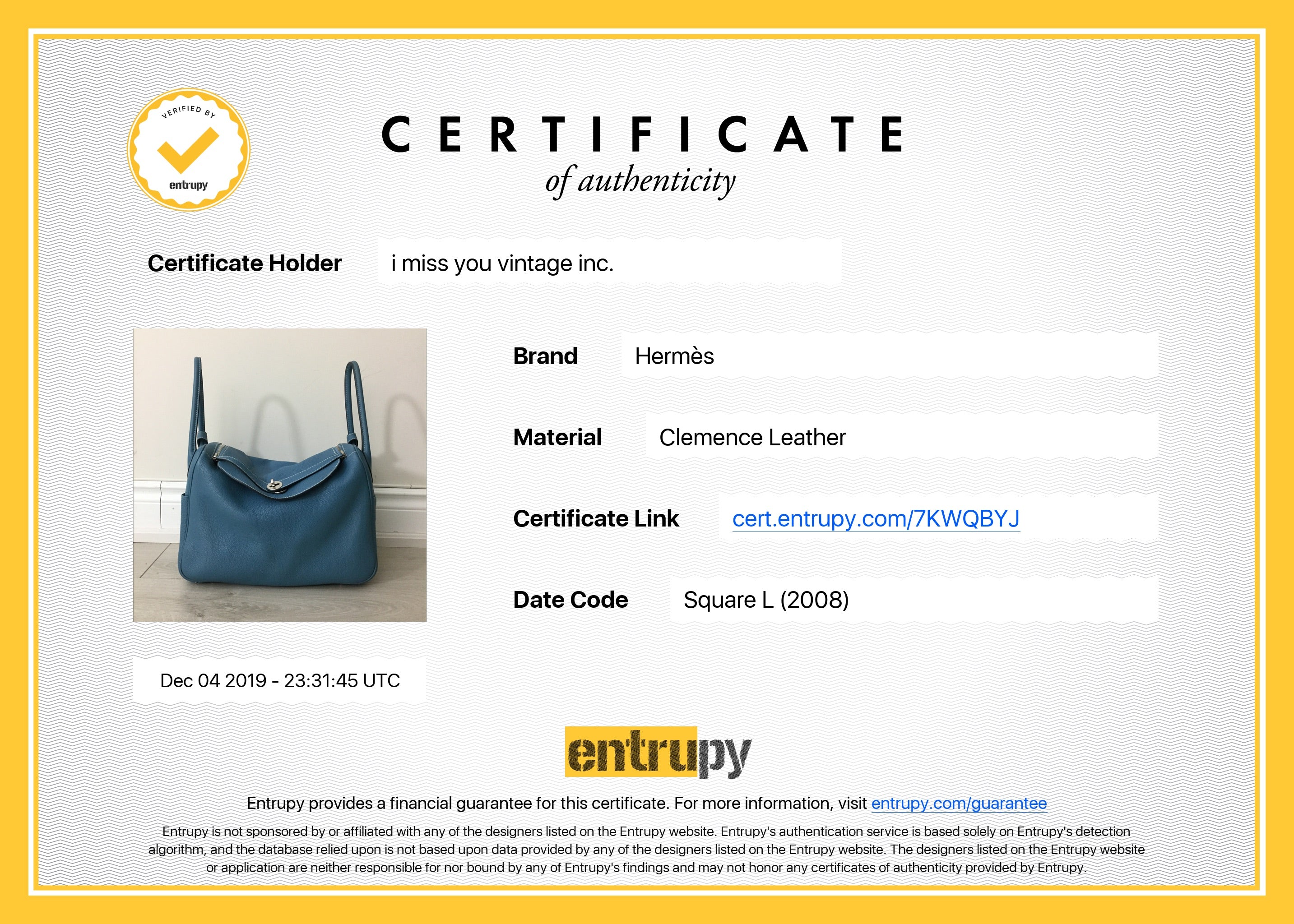 Hermes Lindy 34 Blue Jean Clemence Bag