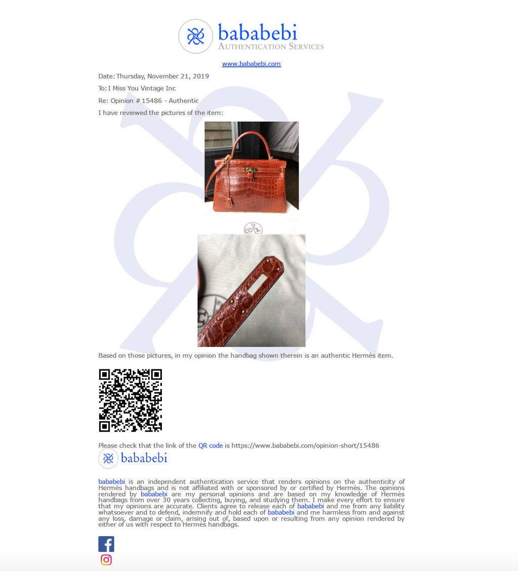 Hermes Vintage Etrusque Alligator Kelly 32 cm Gold Hardware