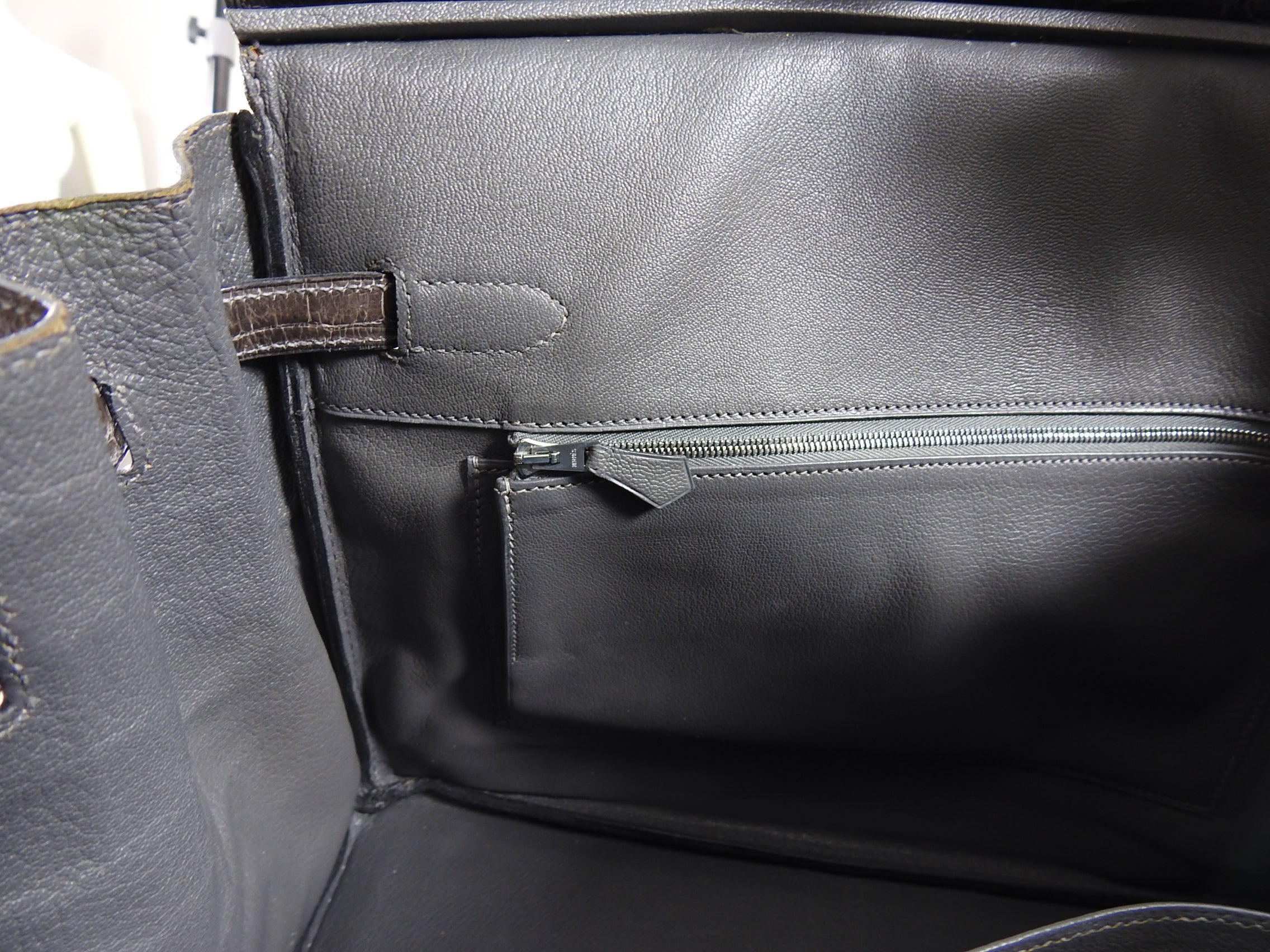 Hermes Birkin 35 Shiny Glazed Gris Elephant Alligator PHW