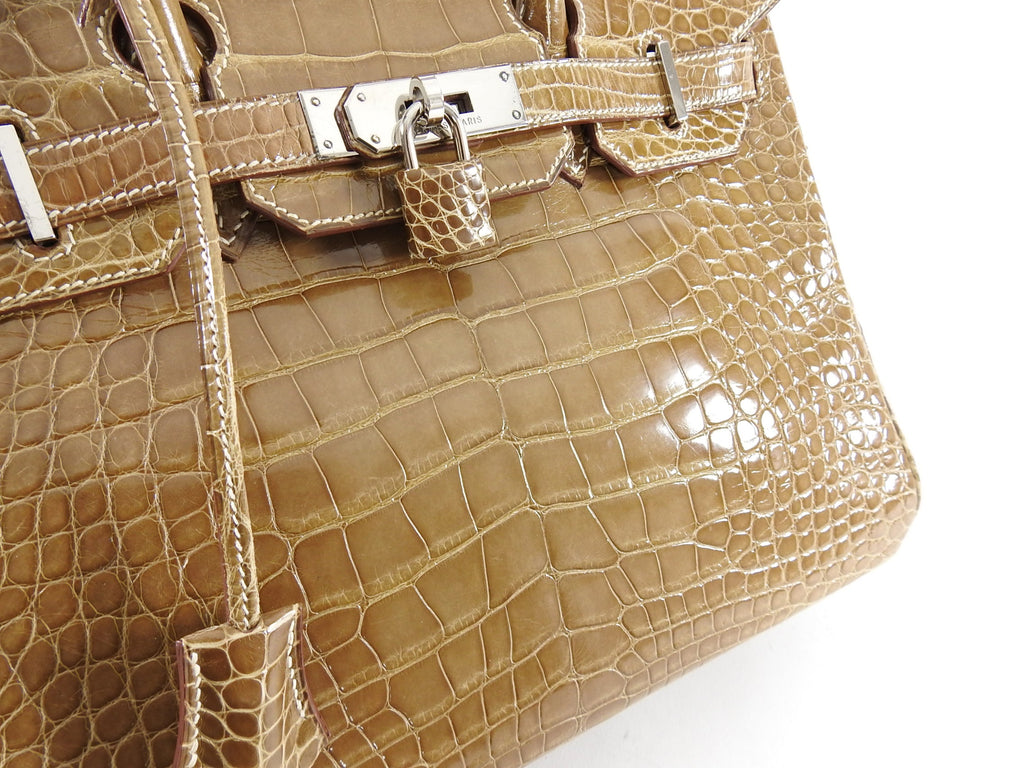Hermes Vintage Ficelle Alligator Birkin 30 cm Palladium Hardware