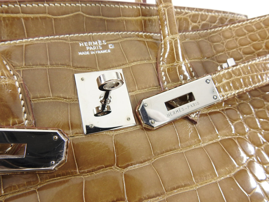 Hermes Vintage Ficelle Alligator Birkin 30 cm Palladium Hardware