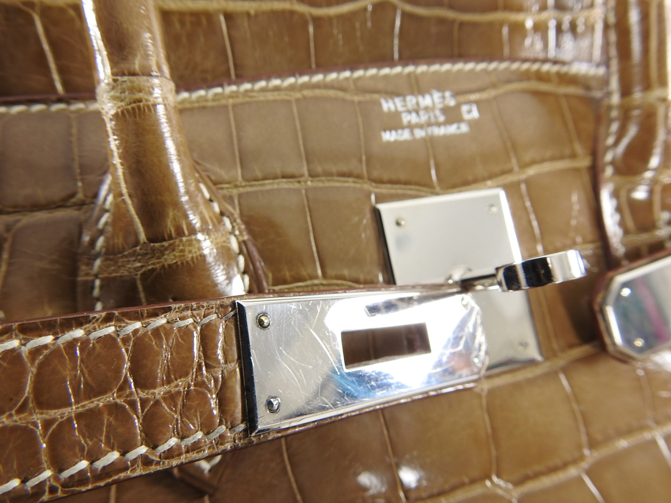 Hermes Vintage Ficelle Alligator Birkin 30 cm Palladium Hardware