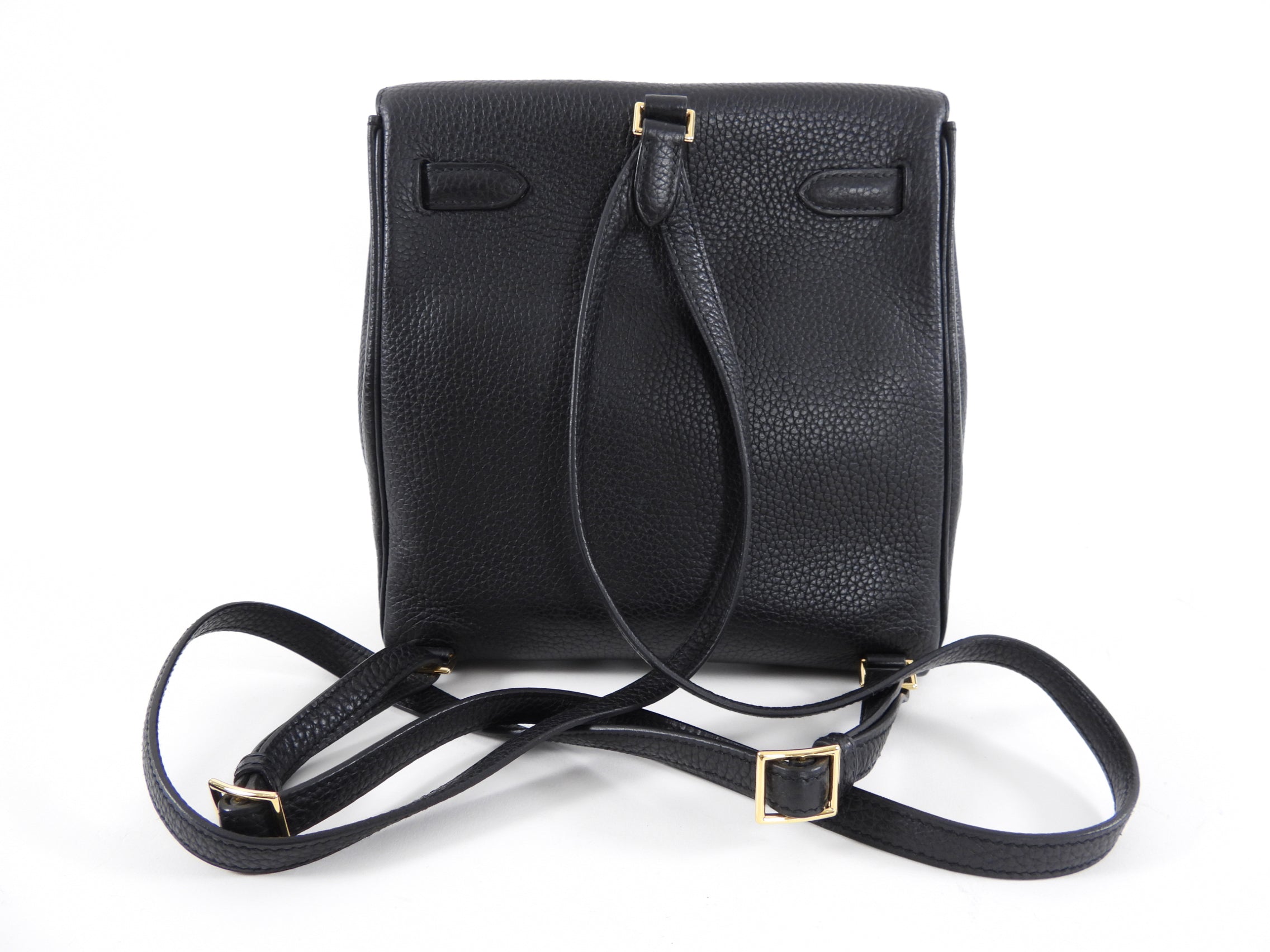 Hermes Black Clemence Noir GHW Sac a Dos Kelly Backpack Bag