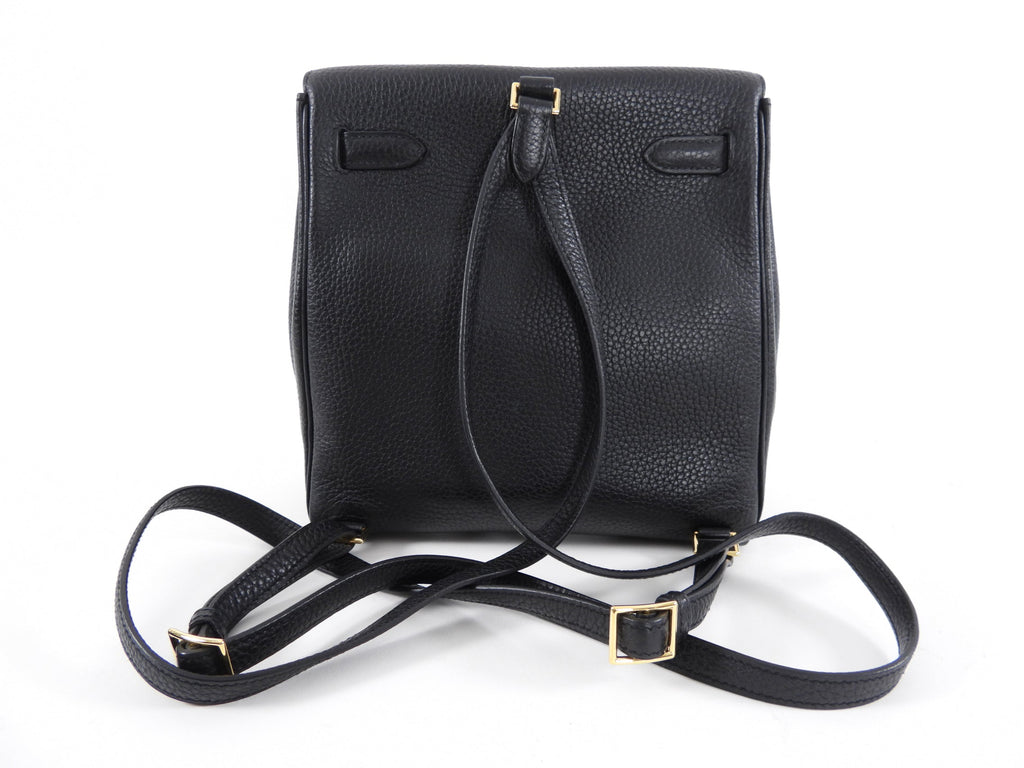 Hermes Black Clemence Noir GHW Sac a Dos Kelly Backpack Bag